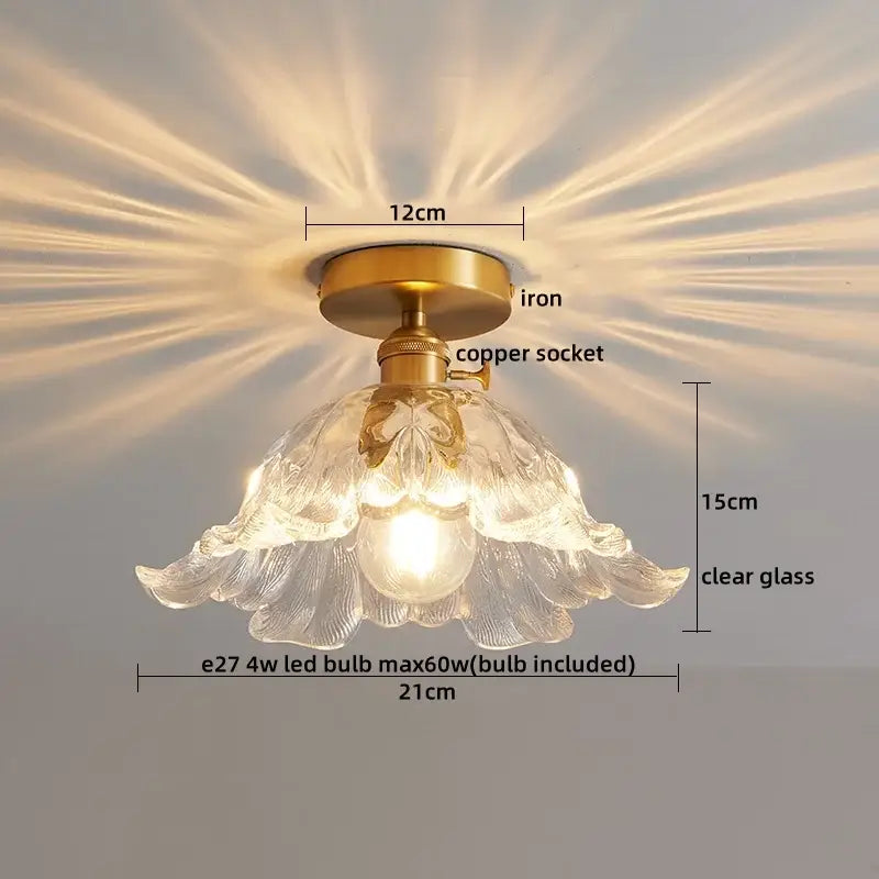 Modern gold etched glass led ceiling lamps living room light
