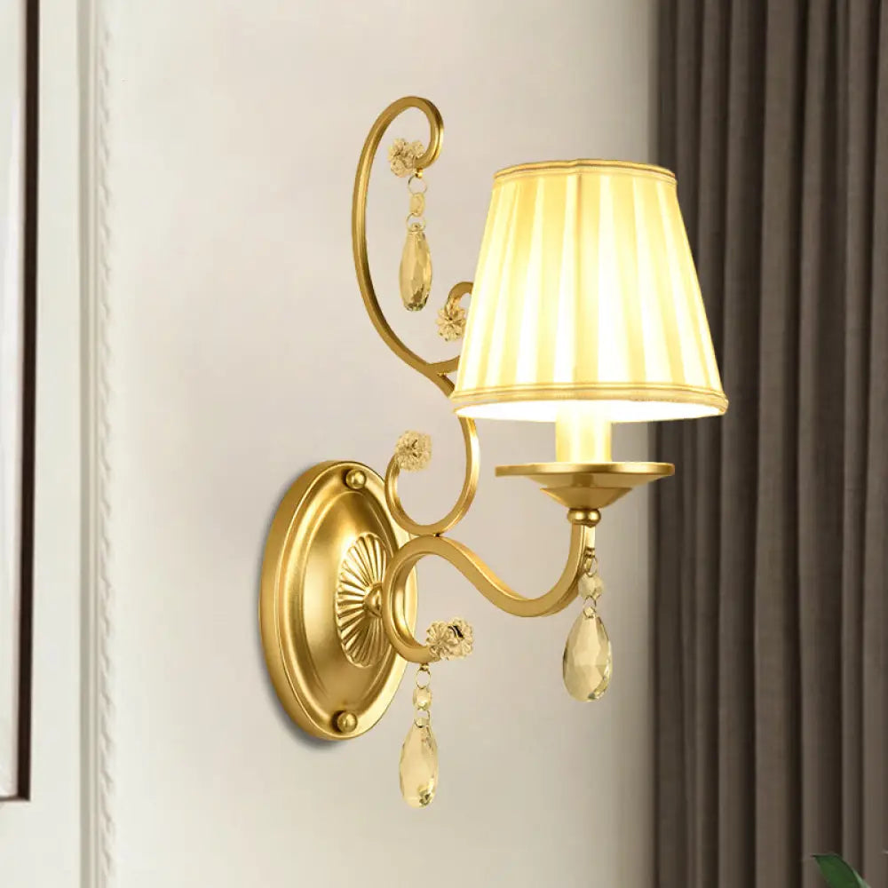 DecorBites™ Modern Gold Fabric Wall Sconce - Tapered Surface Design - Bedroom Light Fixture