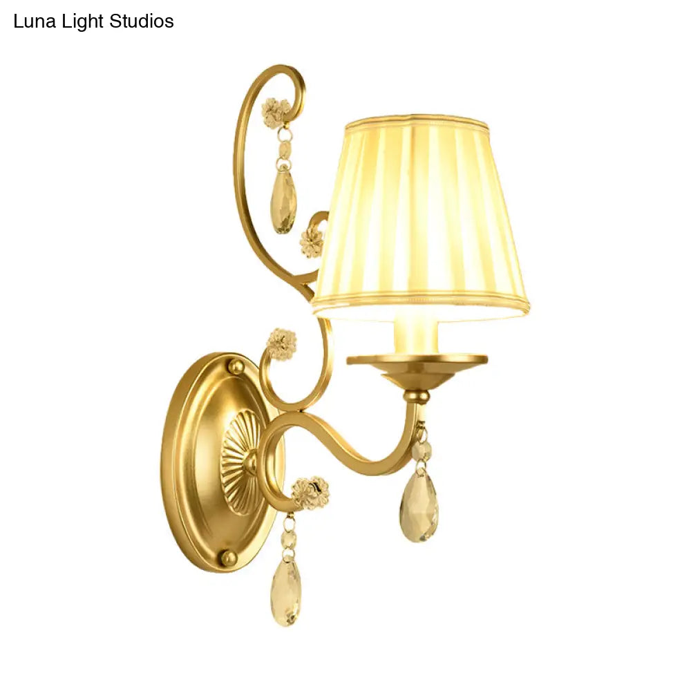 DecorBites™ Modern Gold Fabric Wall Sconce - Tapered Surface Design - Bedroom Light Fixture