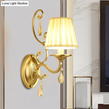 DecorBites™ Modern Gold Fabric Wall Sconce - Tapered Surface Design - Bedroom Light Fixture