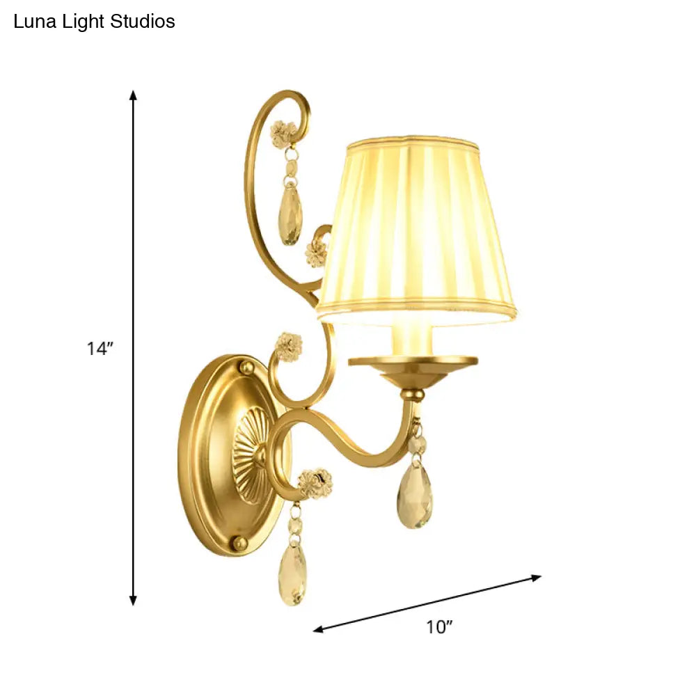 DecorBites™ Modern Gold Fabric Wall Sconce - Tapered Surface Design - Bedroom Light Fixture
