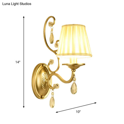 DecorBites™ Modern Gold Fabric Wall Sconce - Tapered Surface Design - Bedroom Light Fixture