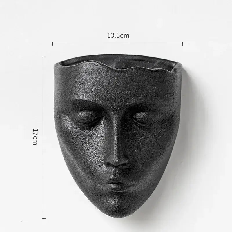 Modern gold face ceramic wall-mounted vase living room decor