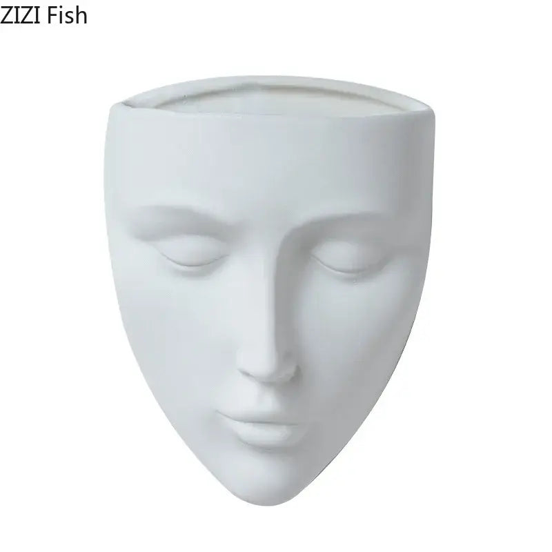 Modern gold face ceramic wall-mounted vase living room decor