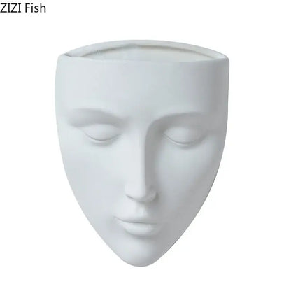 Modern gold face ceramic wall-mounted vase living room decor