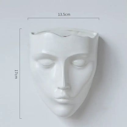 Modern gold face ceramic wall-mounted vase living room decor
