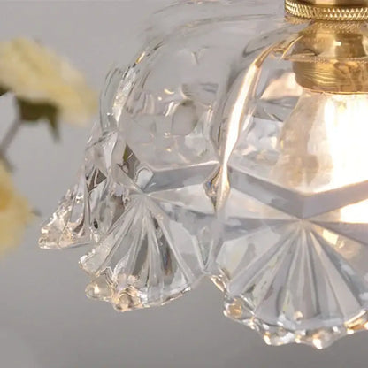 Modern gold faceted clear glass wall light bedroom sconce