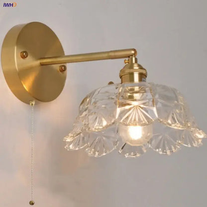 Modern gold faceted clear glass wall light bedroom sconce