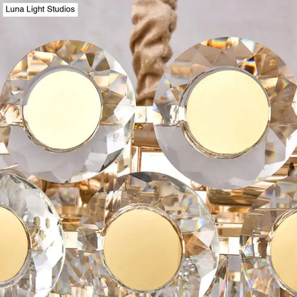 Modern gold faceted crystal island light fixture for dining room
