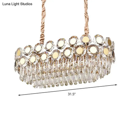 Modern gold faceted crystal island light fixture for dining room