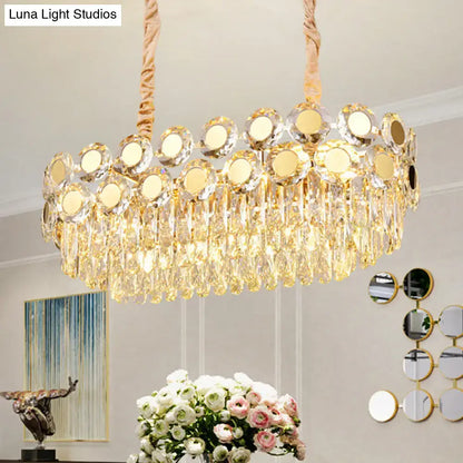 Modern gold faceted crystal island light fixture for dining room