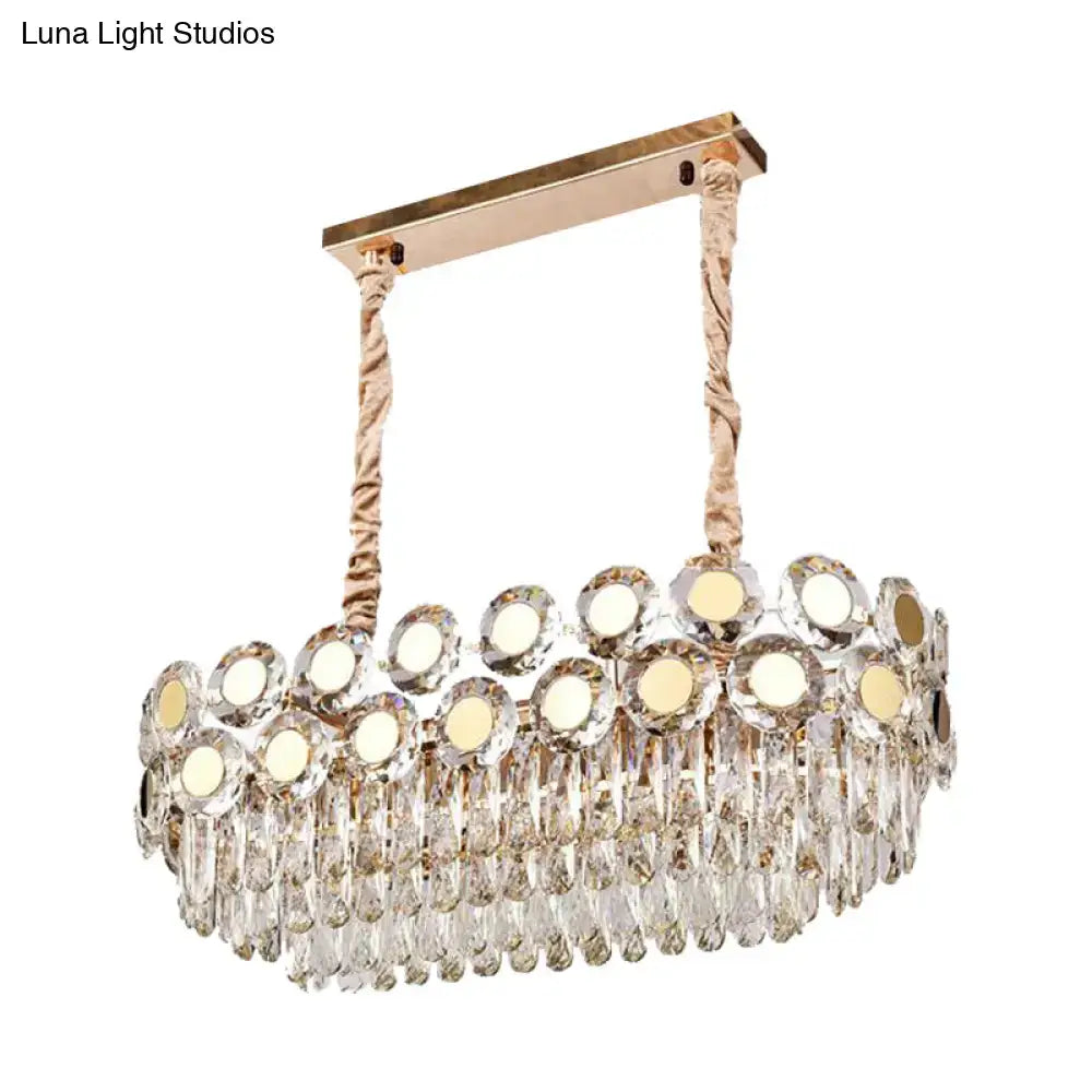 Modern gold faceted crystal island light fixture for dining room