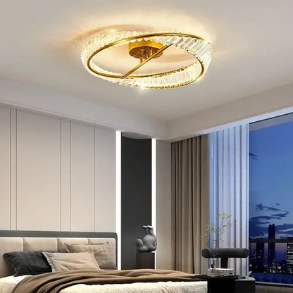 Modern gold faceted crystal rings led ceiling light living room