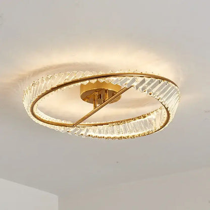 Modern gold faceted crystal rings led ceiling light living room