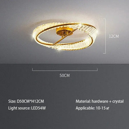Modern gold faceted crystal rings led ceiling light living room