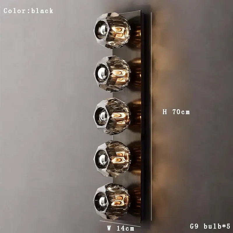 Modern gold faceted crystal wall lamp living room sconce