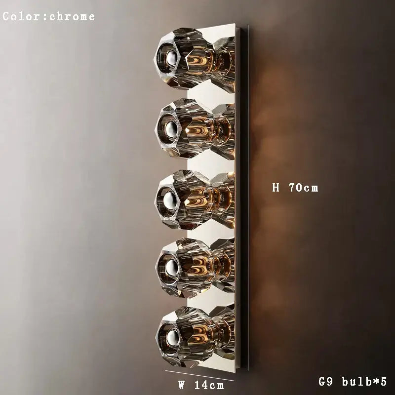 Modern gold faceted crystal wall lamp living room sconce