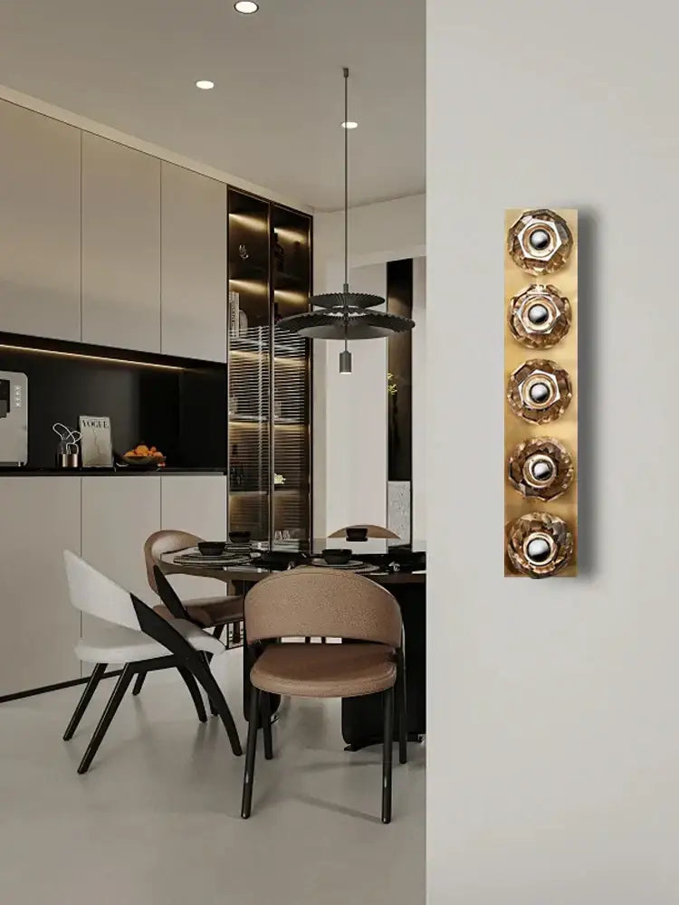 Modern gold faceted crystal wall lamp living room sconce