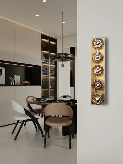 Modern gold faceted crystal wall lamp living room sconce