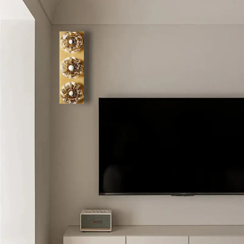 Modern gold faceted crystal wall lamp living room sconce