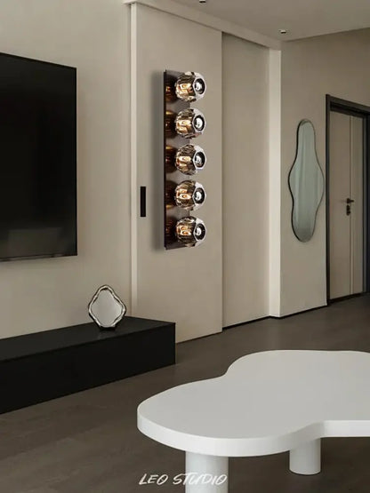 Modern gold faceted crystal wall lamp living room sconce