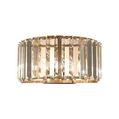 Modern gold faceted crystal wall sconce bedroom lighting