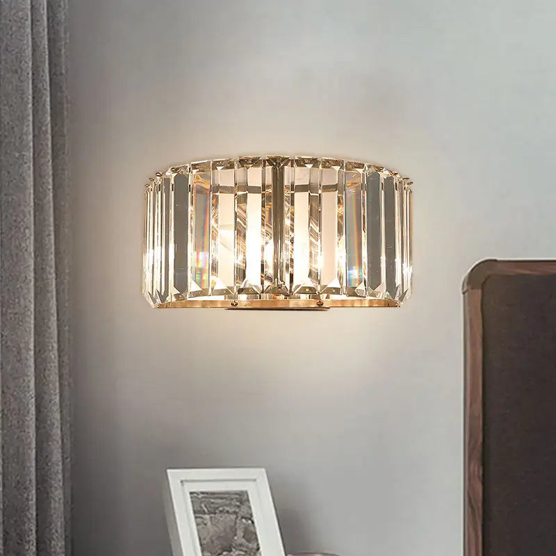 Modern gold faceted crystal wall sconce bedroom lighting