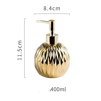 Modern gold faceted glass liquid soap dispenser set bathroom decor
