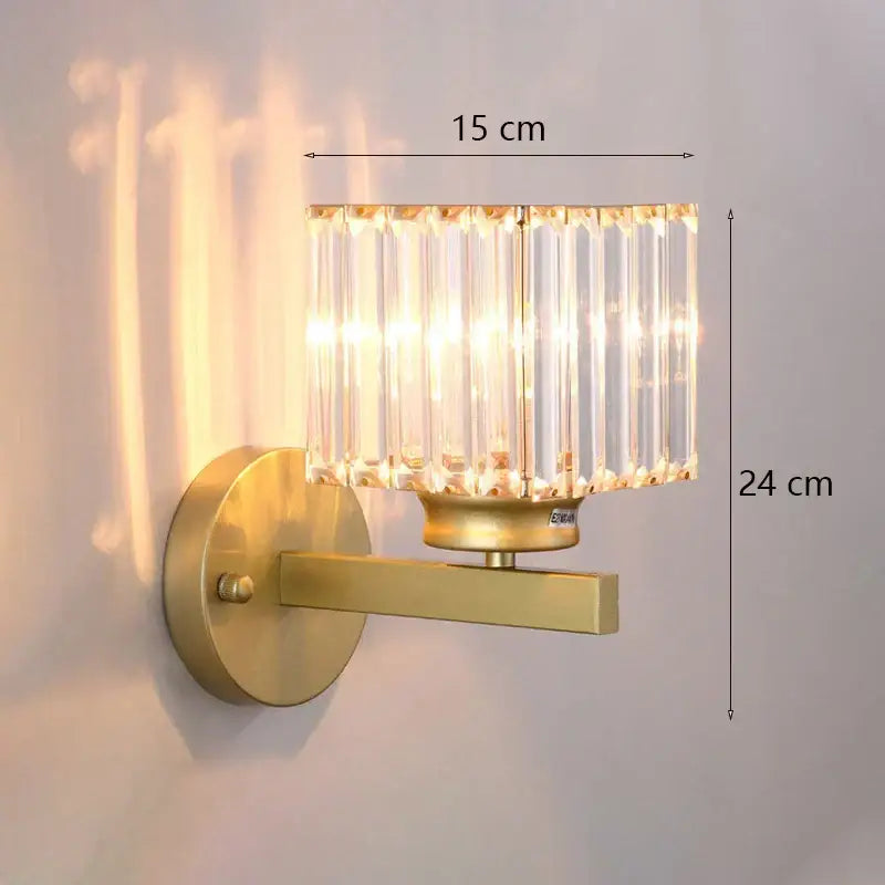 Modern gold faceted glass shade wall lamp living room sconce