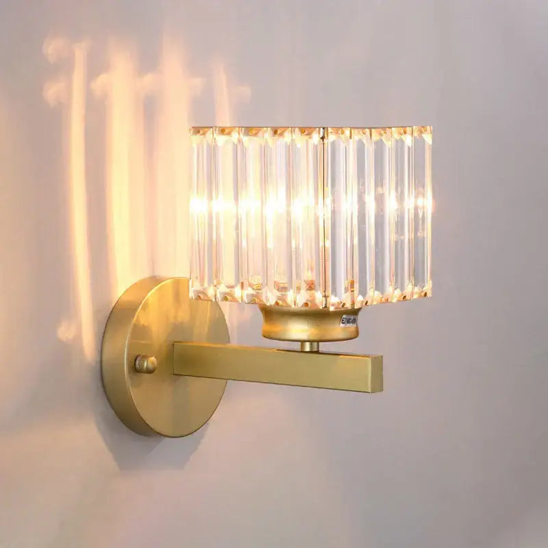 Modern gold faceted glass shade wall lamp living room sconce