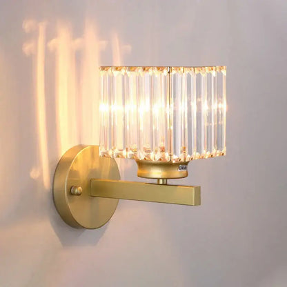 Modern gold faceted glass shade wall lamp living room sconce
