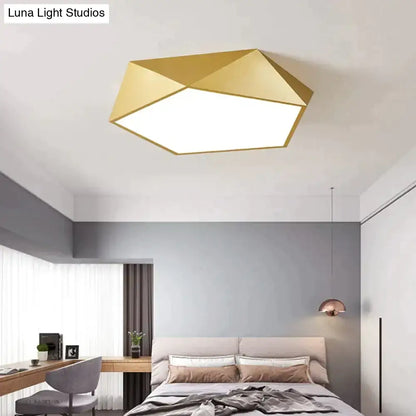 Modern gold faceted light fixtures – living room surface mounted lamp