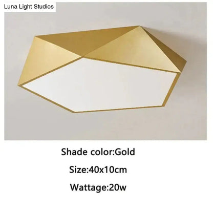 Modern gold faceted light fixtures – living room surface mounted lamp