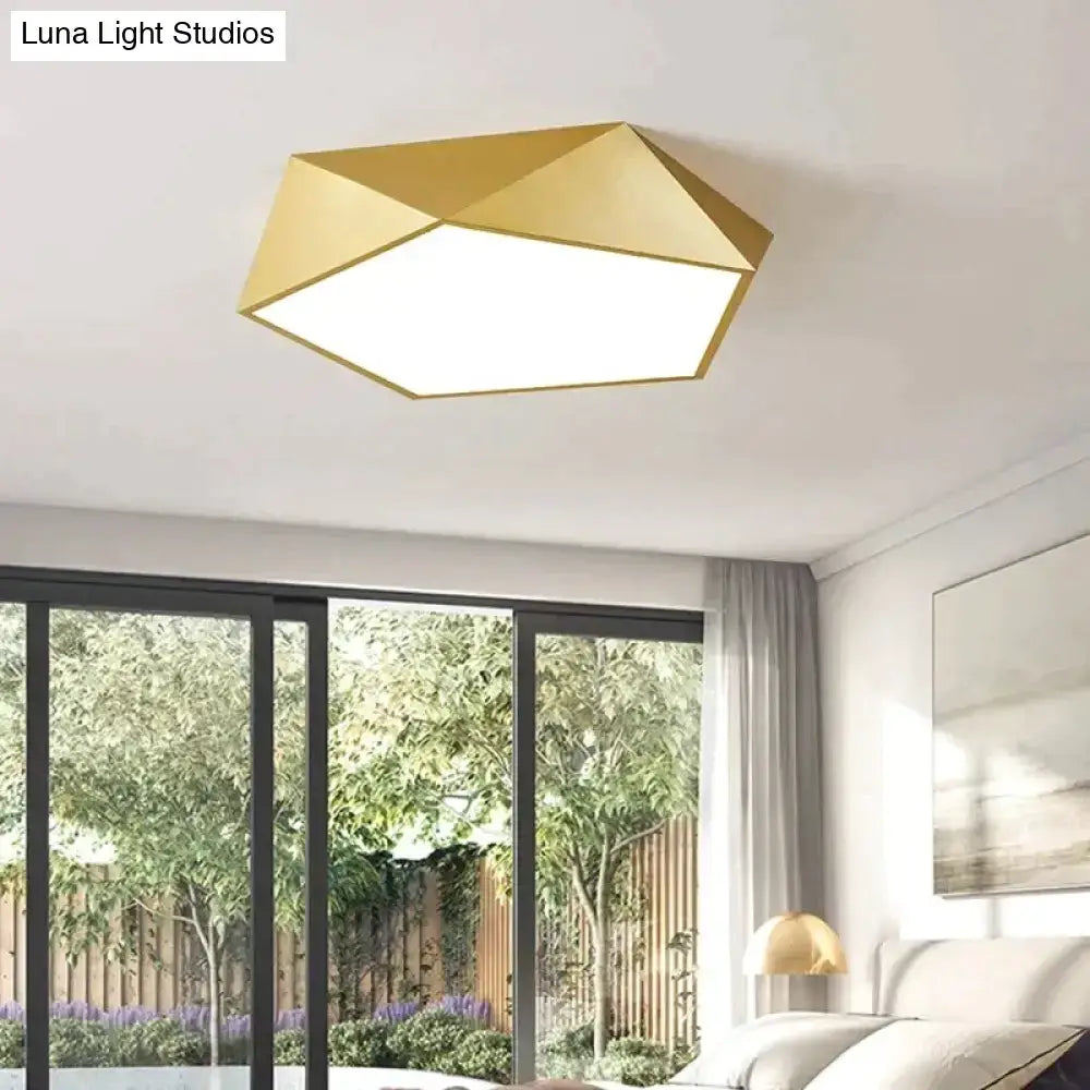 Modern gold faceted light fixtures – living room surface mounted lamp