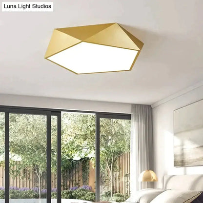 Modern gold faceted light fixtures – living room surface mounted lamp