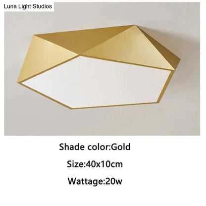 Modern gold faceted light fixtures – living room surface mounted lamp
