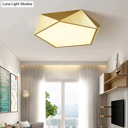 Modern gold faceted light fixtures – living room surface mounted lamp