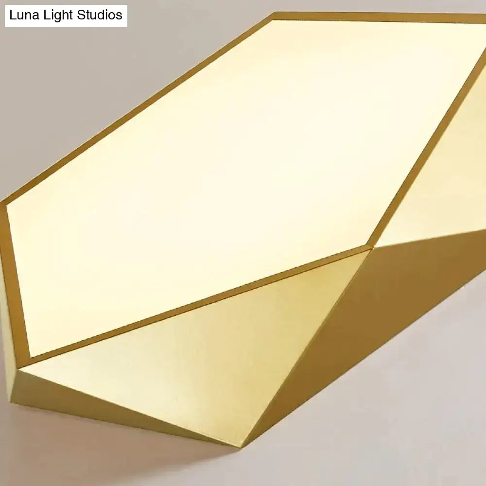 Modern gold faceted light fixtures – living room surface mounted lamp