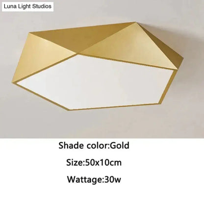 Modern gold faceted light fixtures – living room surface mounted lamp