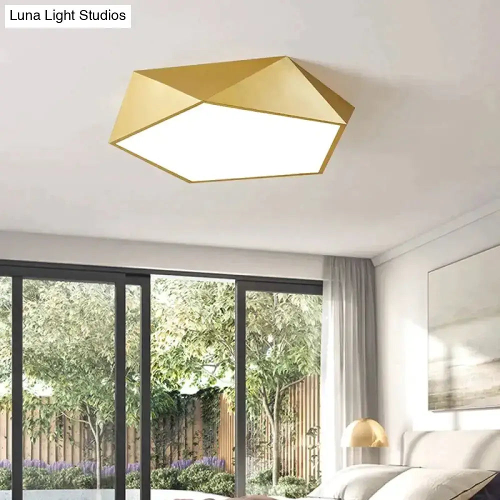 Modern gold faceted light fixtures – living room surface mounted lamp