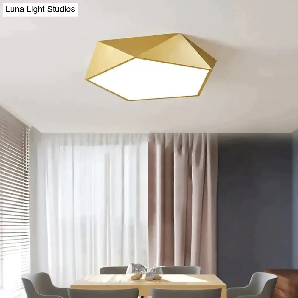 Modern gold faceted light fixtures – living room surface mounted lamp