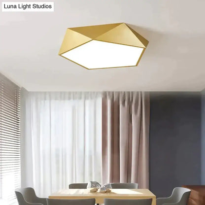Modern gold faceted light fixtures – living room surface mounted lamp