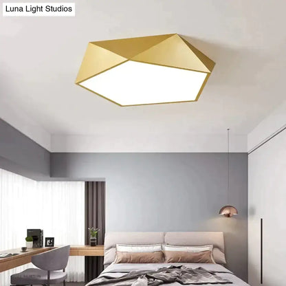 Modern gold faceted light fixtures – living room surface mounted lamp