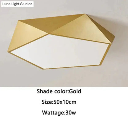 Modern gold faceted light fixtures – living room surface mounted lamp
