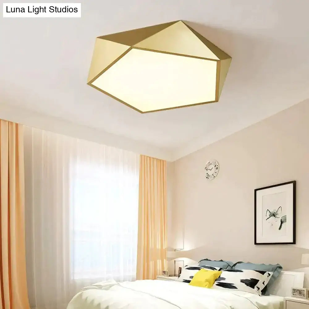 Modern gold faceted light fixtures – living room surface mounted lamp
