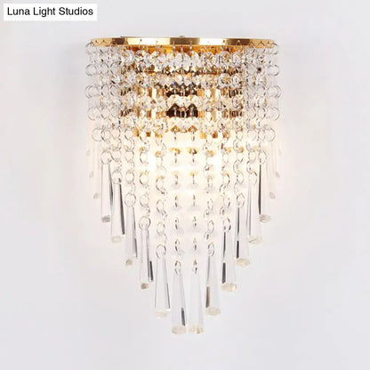 Modern gold finish clear crystal wall light bedroom sconce