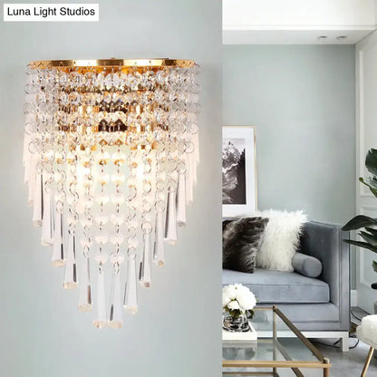 Modern gold finish clear crystal wall light bedroom sconce