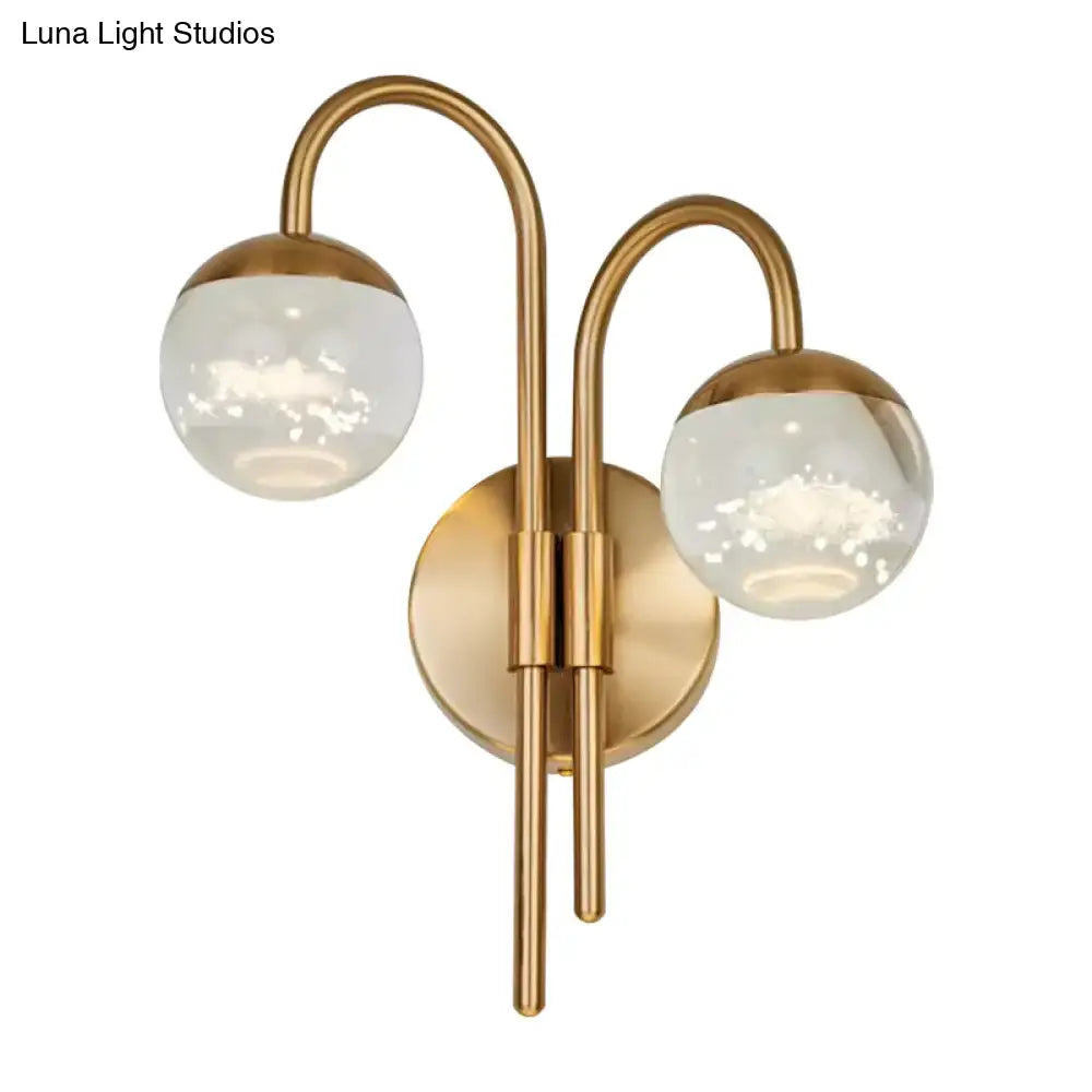 Modern gold finish crystal globe wall sconce living room light