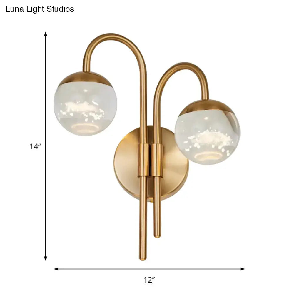 Modern gold finish crystal globe wall sconce living room light