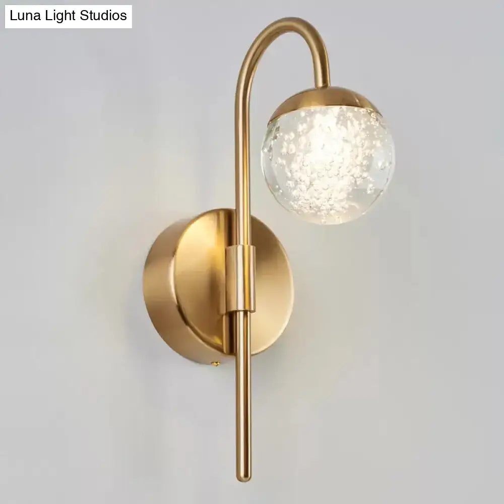 Modern gold finish crystal globe wall sconce living room light